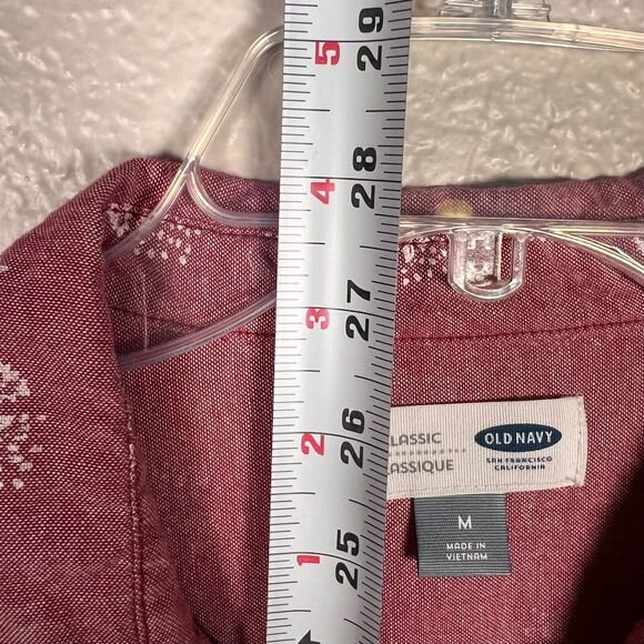 Old Navy Sz M Pink Flower Power Long Sleeve Button Down Shirt Pocket Cotton - Picture 11 of 11